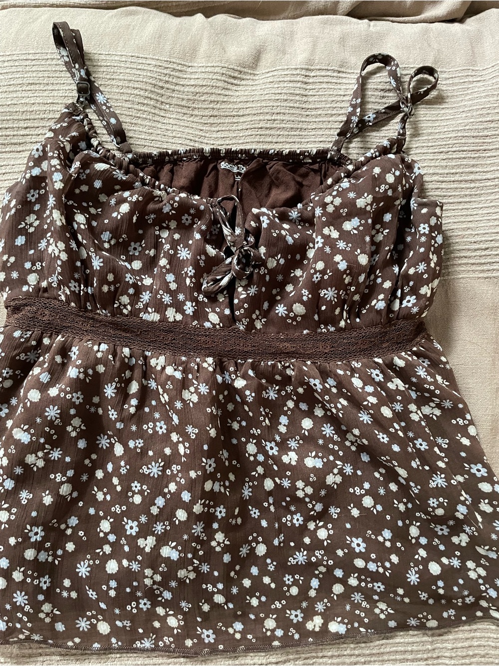 Hollister Brown Floral Spaghetti Strap Tank Top